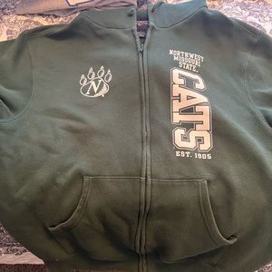 Northwest Missouri State University long sleeve full zip hoodie, size L